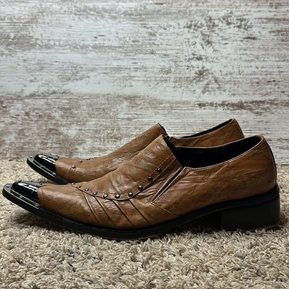 Fiesso by Aerelio Garcia Pointed Toe Metal Tip Leather Shoes Sz 10 - Picture 7 of 11